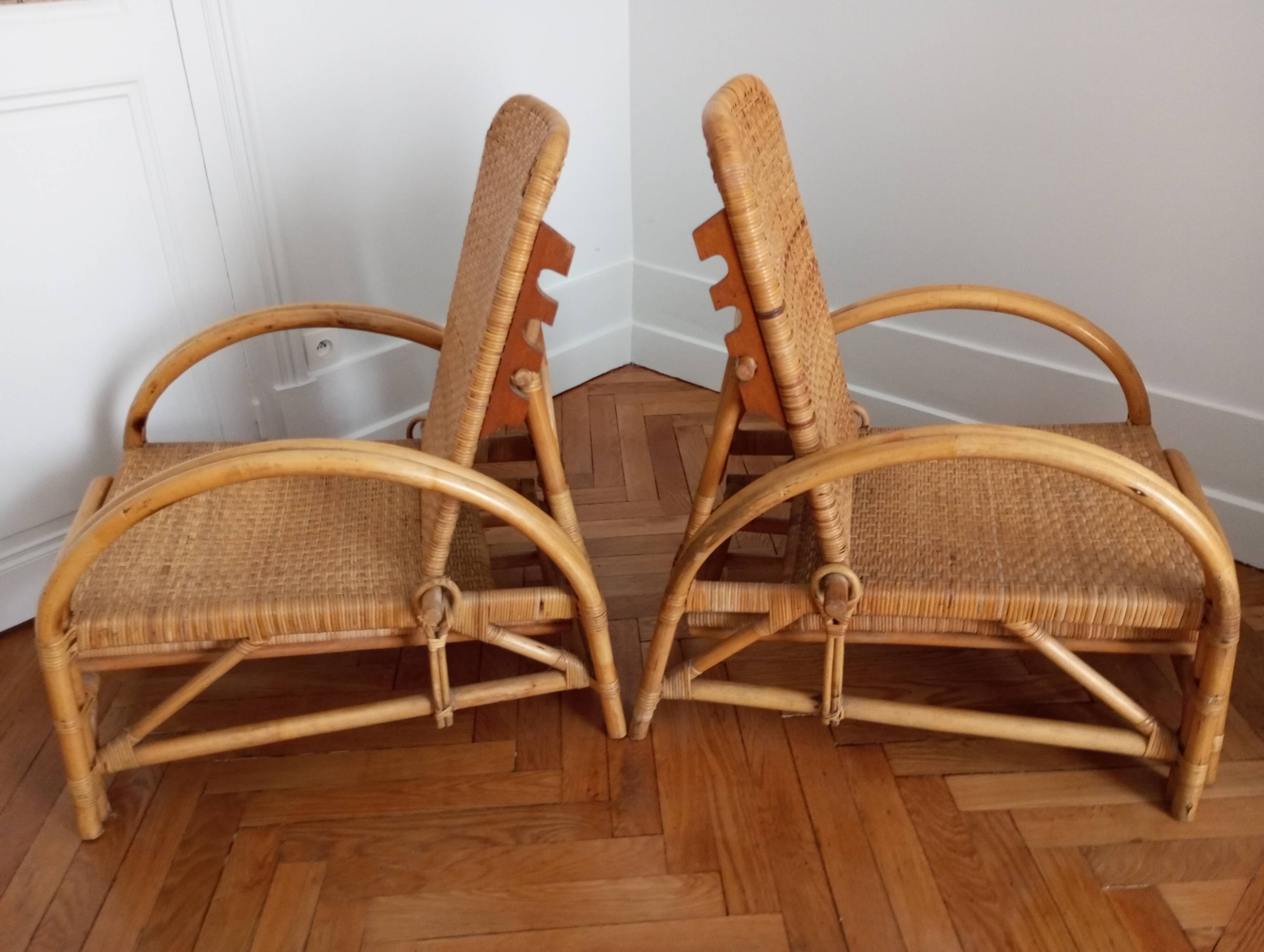 Old pair of deckchairs. 1960.