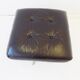 Danish black leather armchair with ottoman 70s