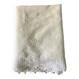 Antique linen, sheet with monogram and lace