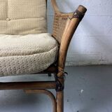 Colonial armchair in wood and canework