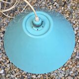 Industrial pendant light in emerald green enamelled sheet metal
