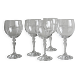 5 large clear crystal wine glasses
