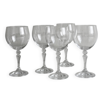 5 large clear crystal wine glasses