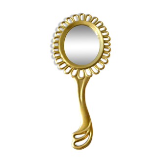 Flower shape mirror in  brass of the 1970s size 25x10cm