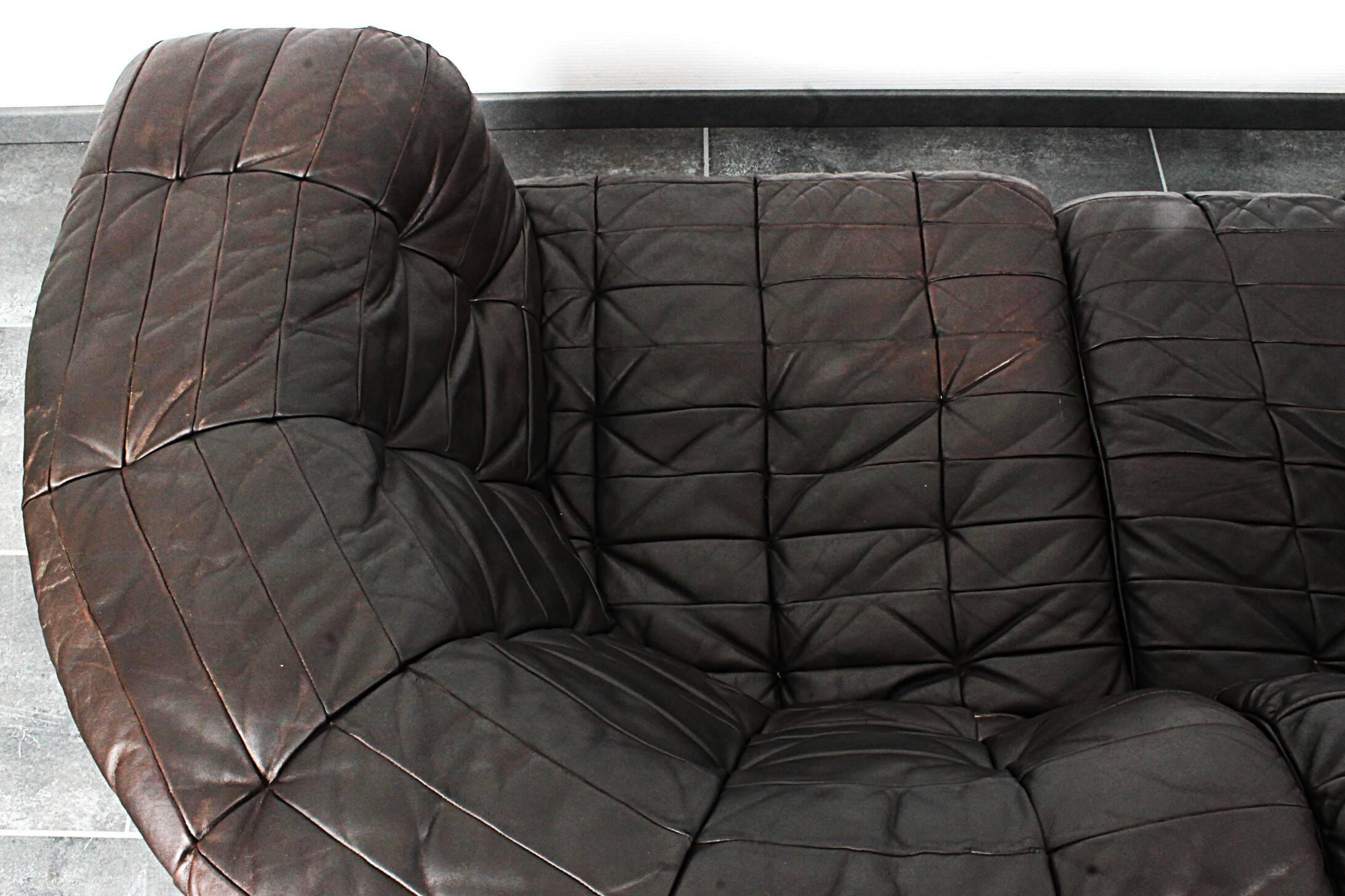 Canapé trois places De Sede DS-11 en cuir marron chocolat