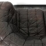 Canapé trois places De Sede DS-11 en cuir marron chocolat