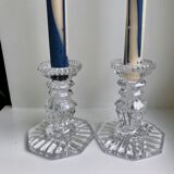 Pair of molded glass candle holders 50-60s