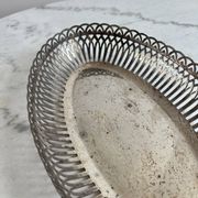 Panier à pain ancien en métal argenté