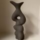 Black stoneware vase in an organic shape