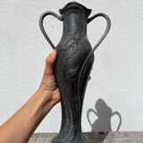 Art nouveau pewter vase 1900 signed