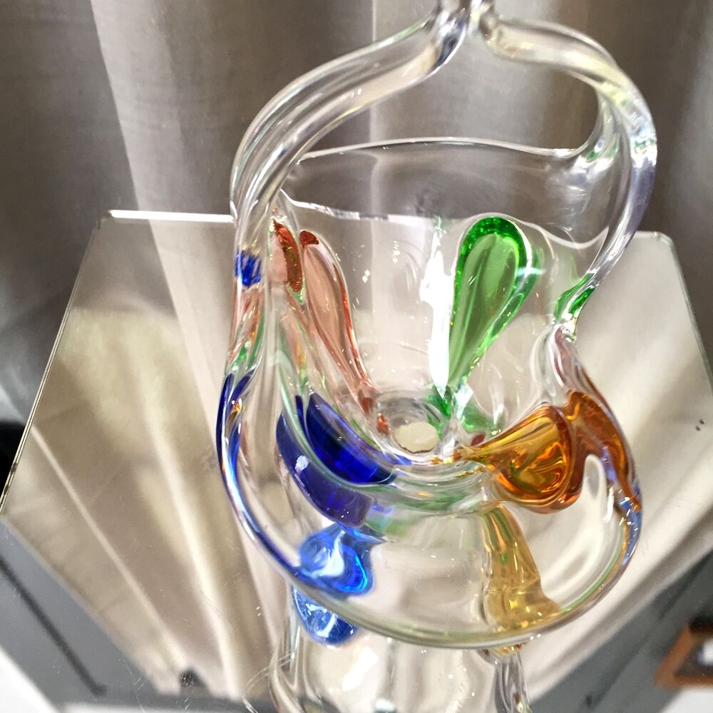 Empty basket multicolored bohemian glass pocket