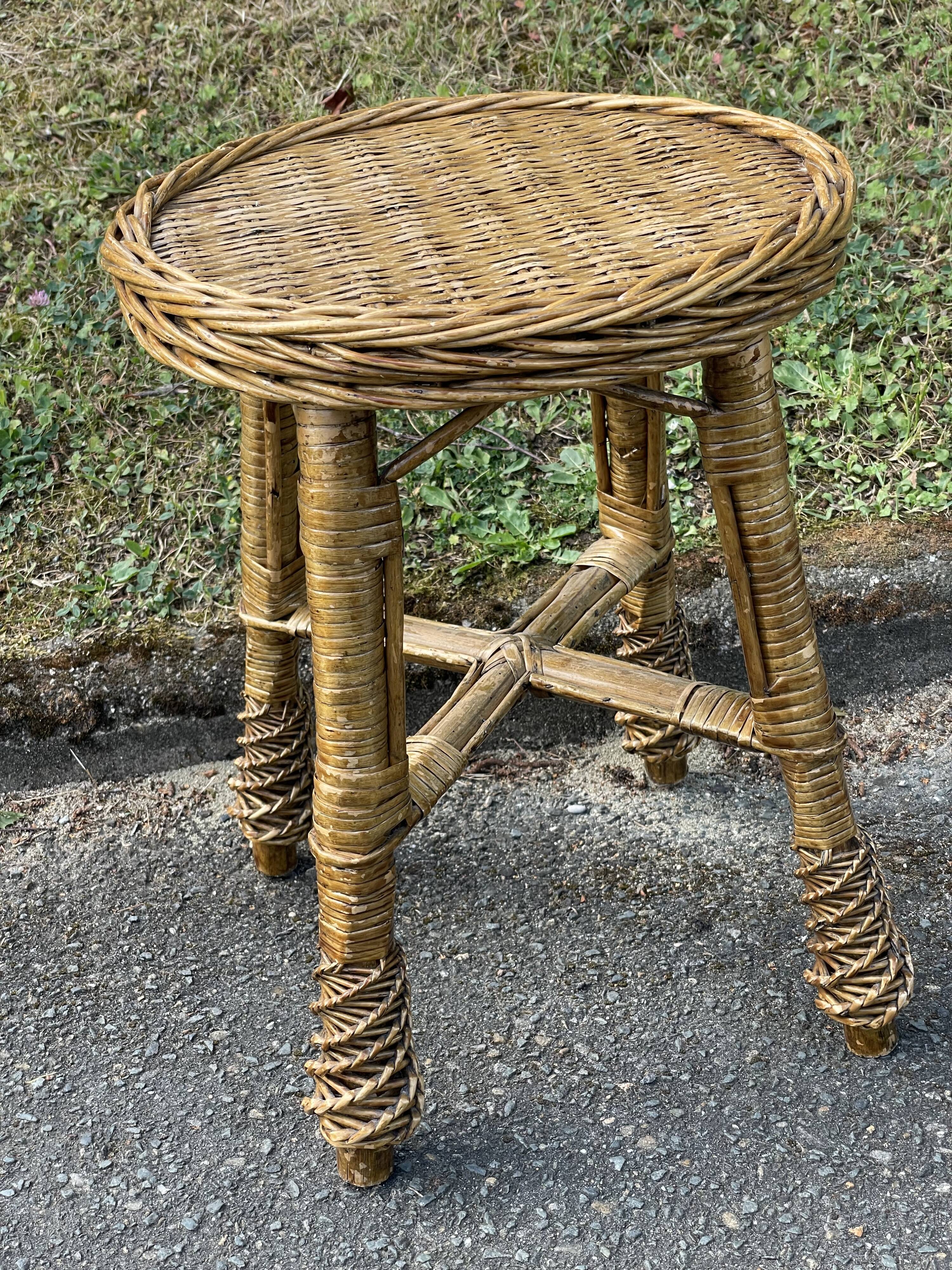 Braided wicker stool
