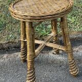 Tabouret en osier tressé