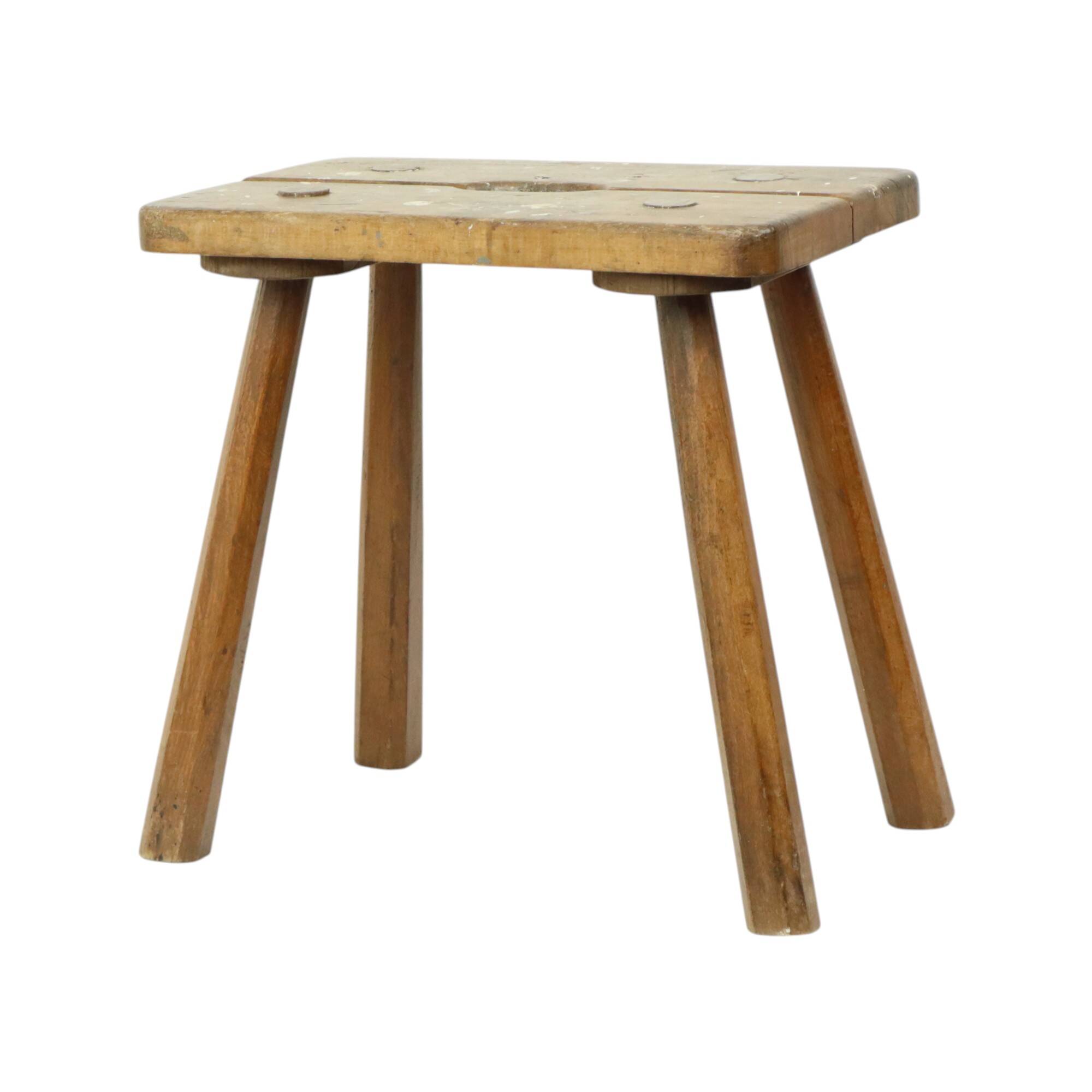 Characterful Milk Stool Solid Wood Stool Rustic