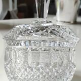 Beautiful Vintage sugar bowl square crystal shape. Cross patterns, diamonds, scales