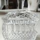 Sucrier vintage de forme carrée en cristal motifs croisillons, losanges, écailles