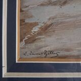 Winter landscape painting