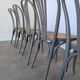 Ensemble de 6 chaises de salle à manger vintage grises en bois cintré : style Thonet, assise en cannage.