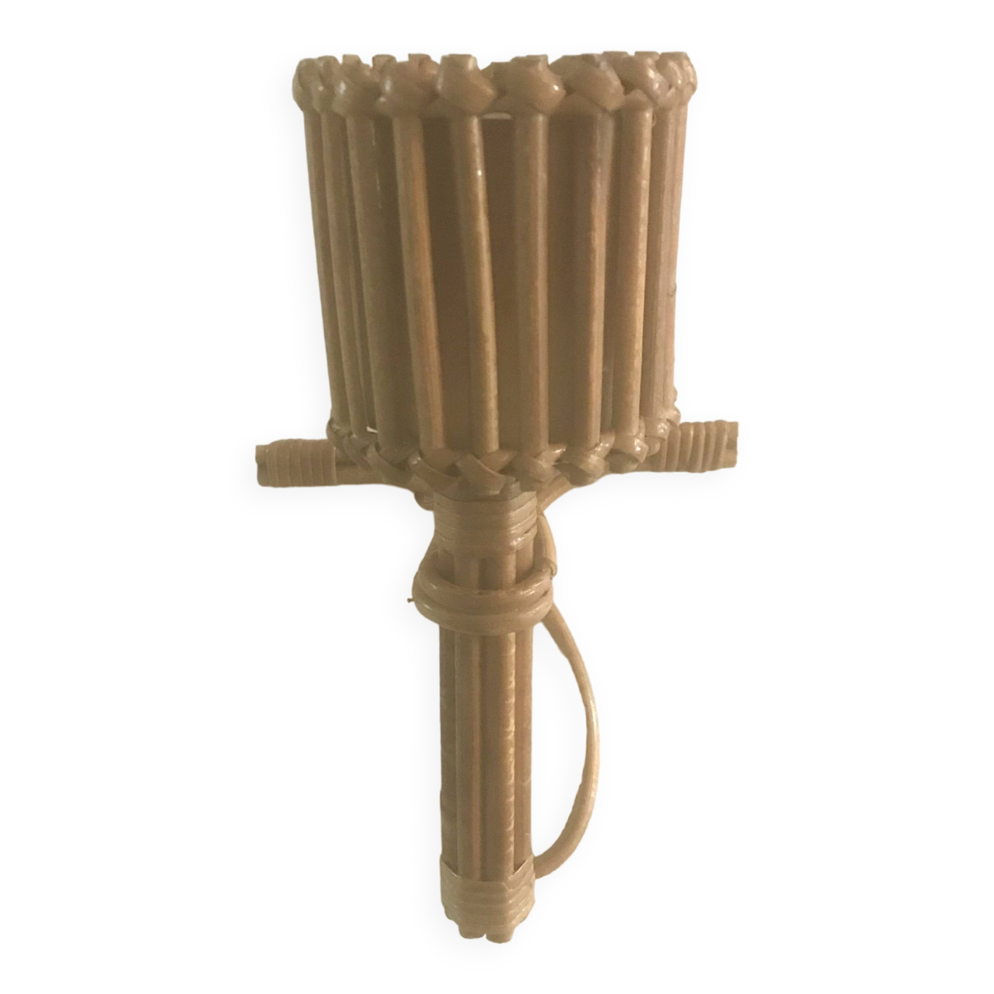 Rattan wall lamp Louis Sognot 1960