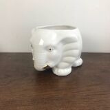 Cache pot éléphant vintage blanc et doré