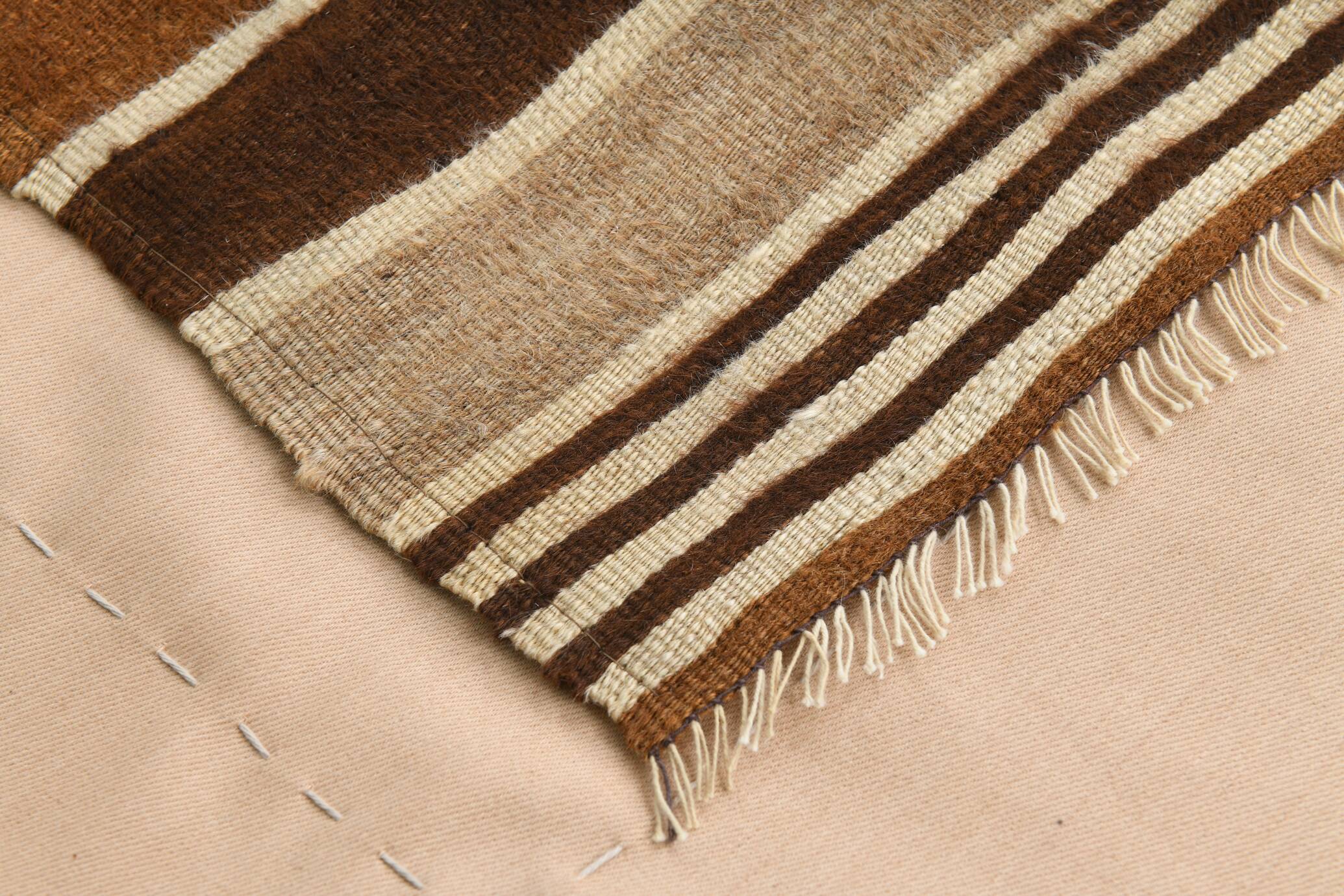 4x5 Camel Brown & Beige Vintage Kilim Rug, 118x161Cm