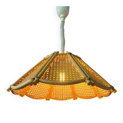 Suspension en rotin - luminaire bohème - lampe vintage en bambou