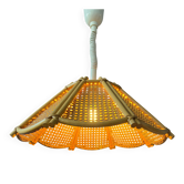 Rattan suspension - bohemian light fixture - vintage bamboo lamp