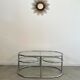 Vintage tubular coffee table glass top, Italian design of the 70s
