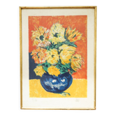 Peinture de fleurs au pastel des années 70.