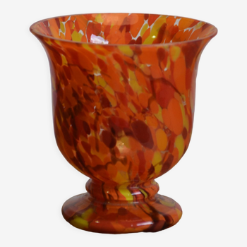 Vase orange moucheté