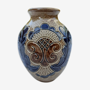 Enamelled sandstone vase