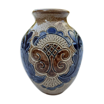 Enamelled sandstone vase