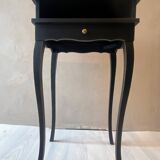 Duo de tables d'appoint vintage relookées - Noir mat et détails dorés