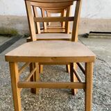 Set of 8 old light wood bistro chairs years 1957 stamps