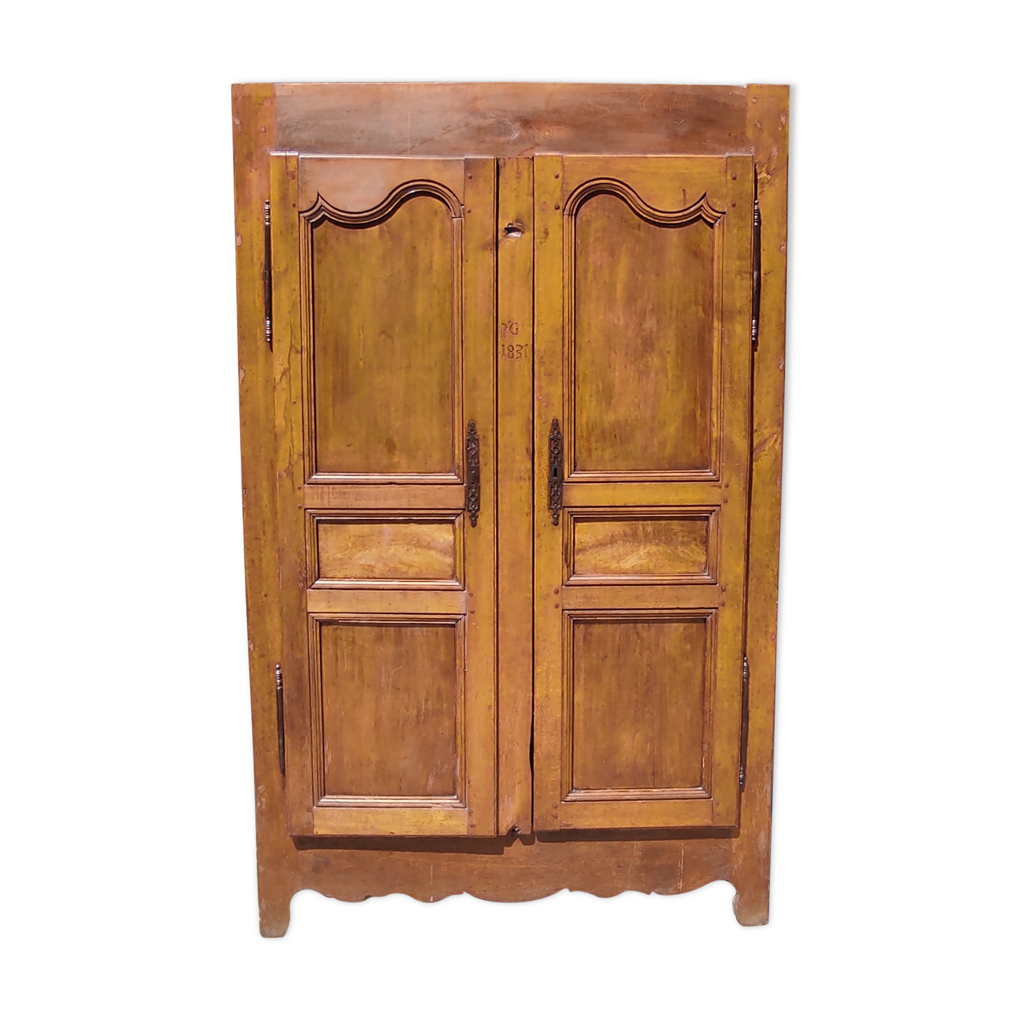 Old rustic oak cabinet of the 19th century louis 15 style