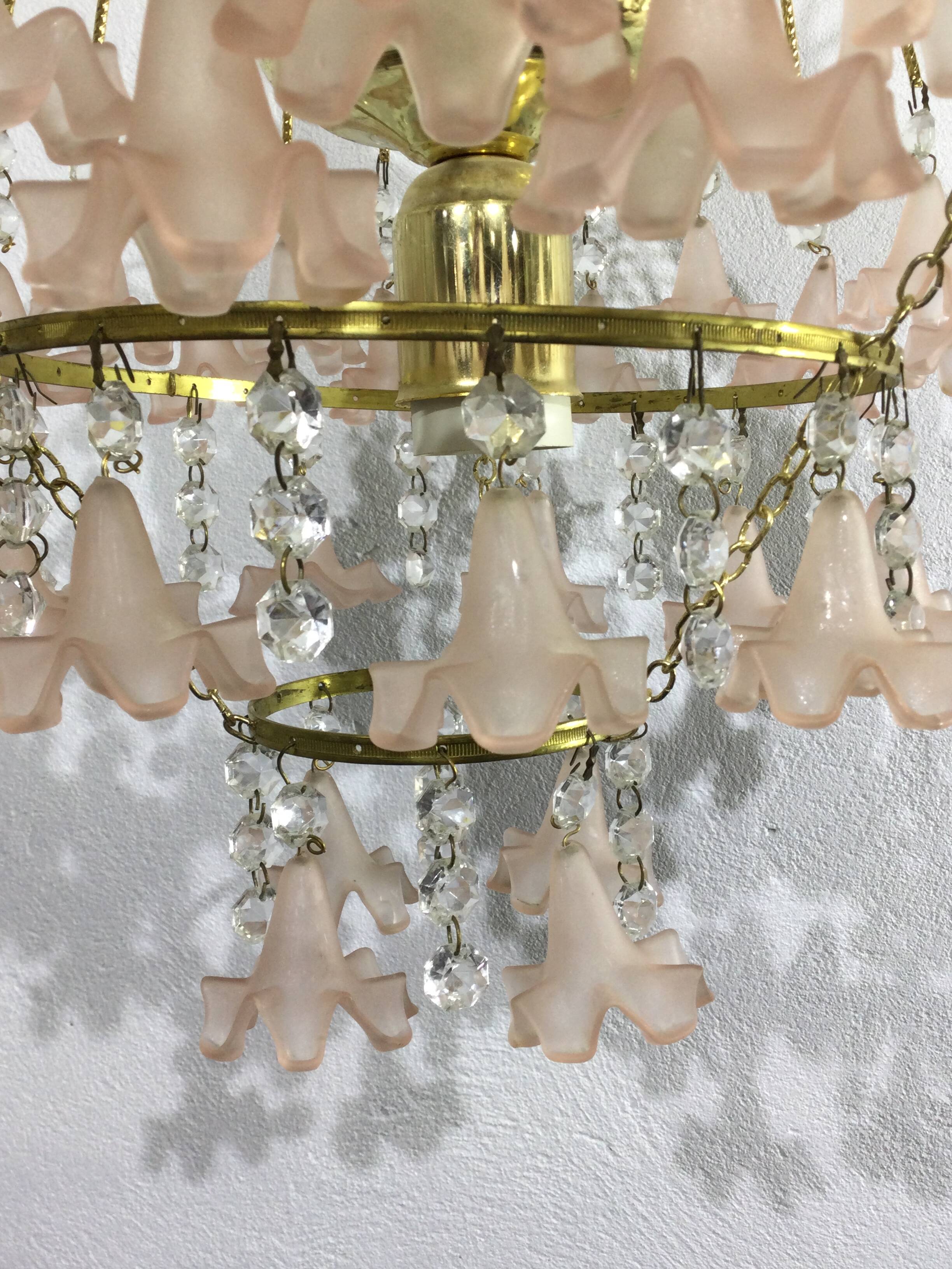 Pink flowers tassel chandelier