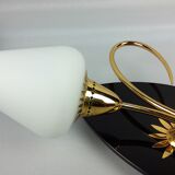Arlus black and brass opaline sconces 1960