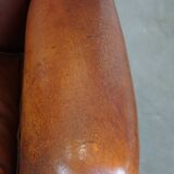 Vintage English-Style Sheepskin Leather Wingback Armchair