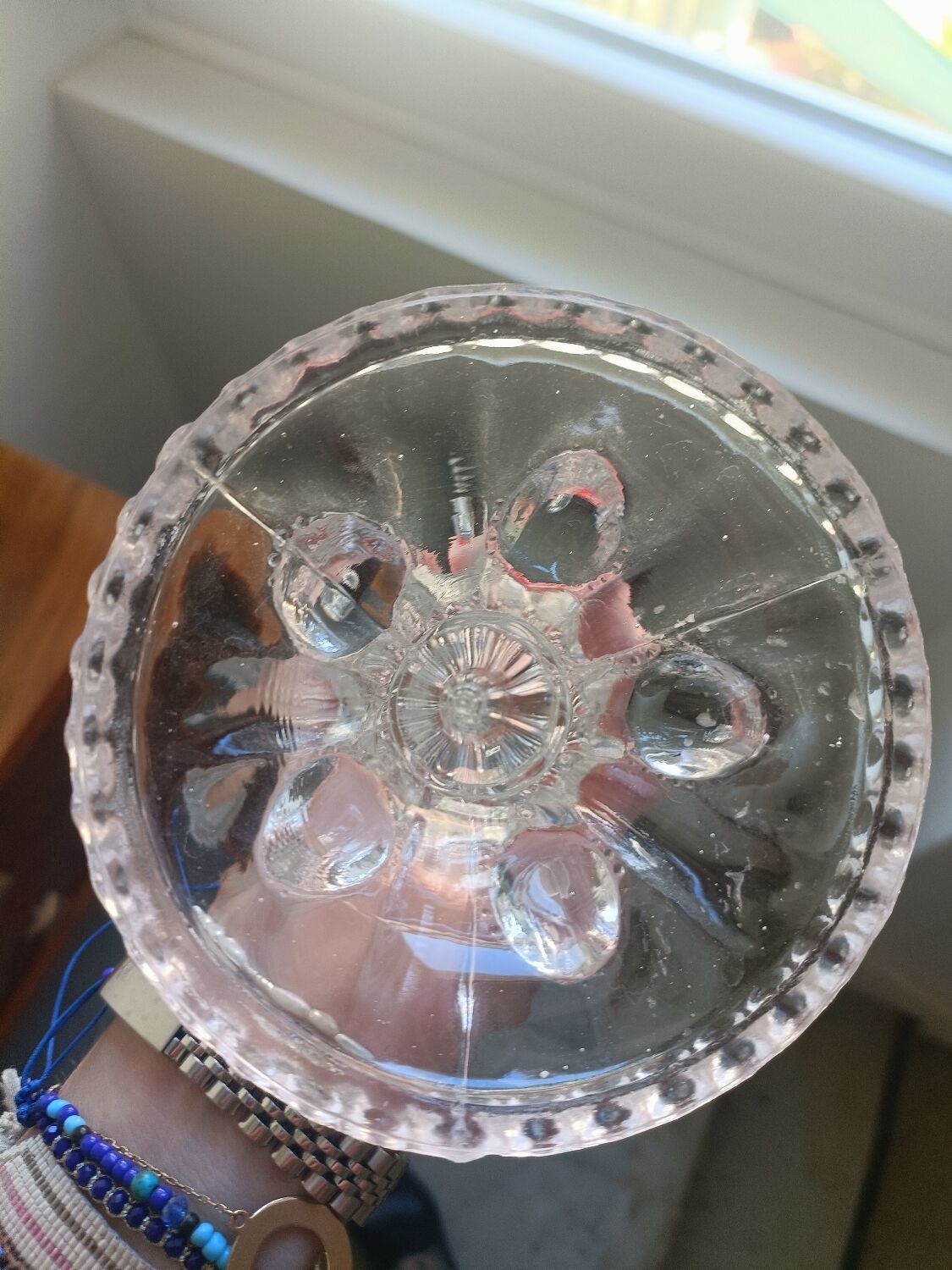 Chandelier, candelabra in bubbled blown glass