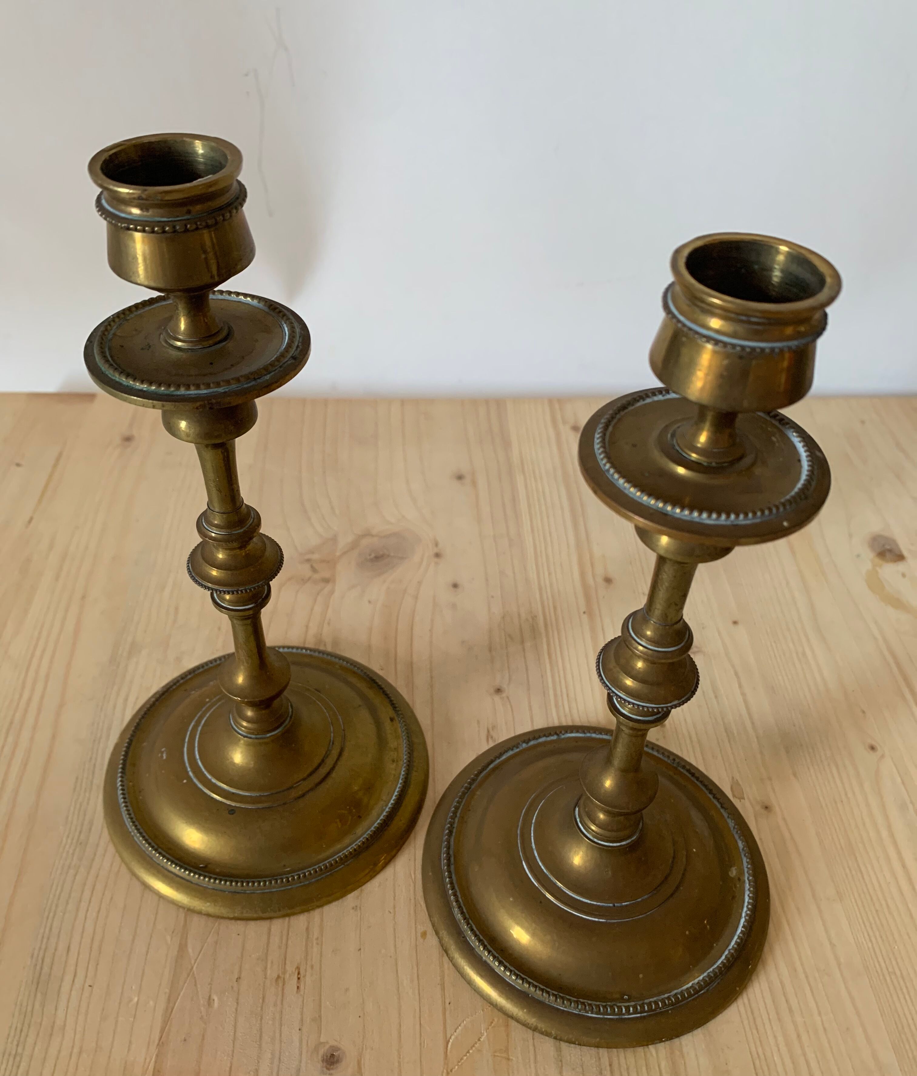 Pair of brass candle holders