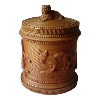 Pot a tabac gres de beauvais decor animaux