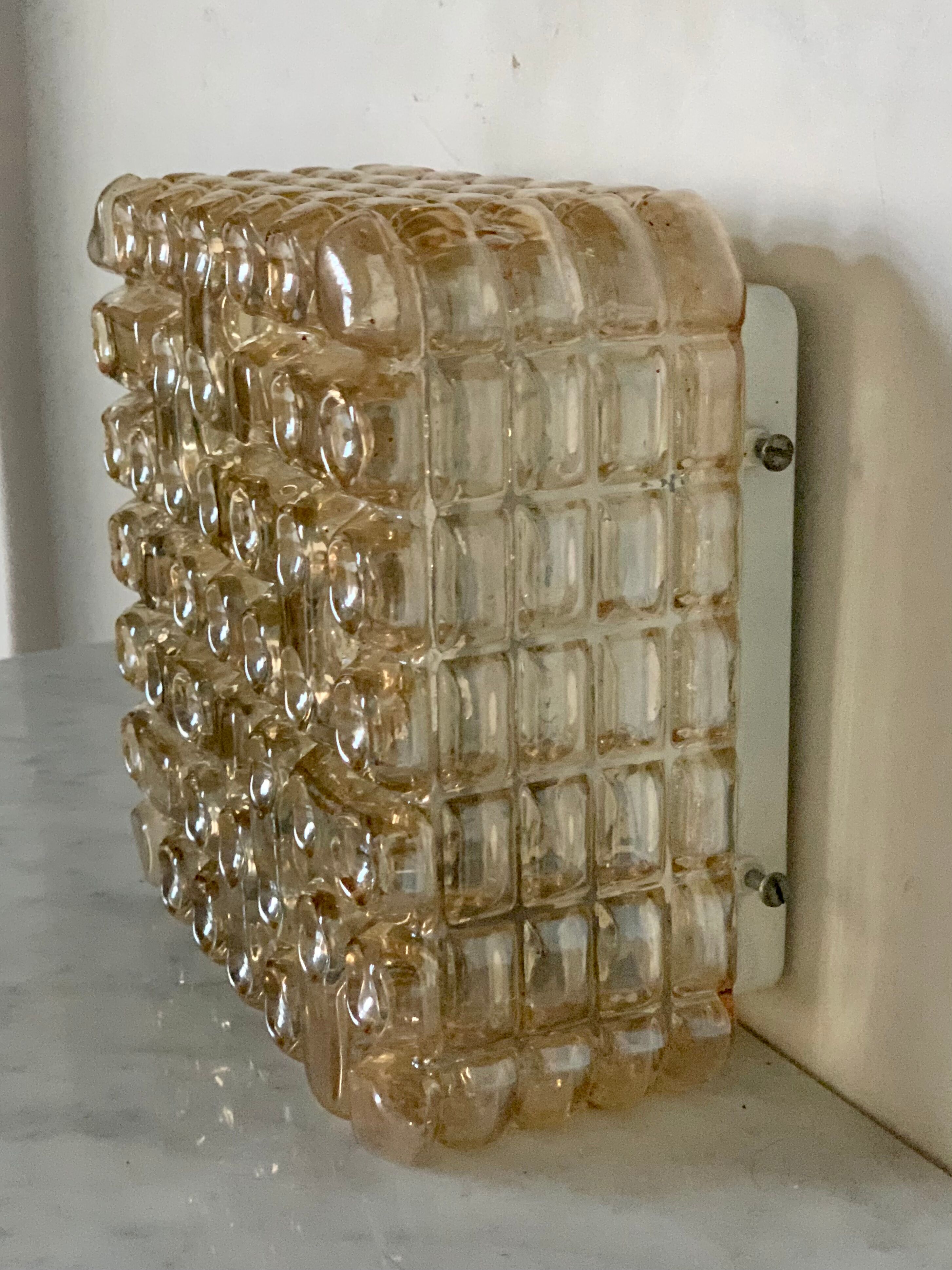 Vintage ceiling lamp bubble Erco amber glass