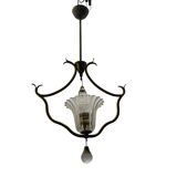 Suspension lumineuse en laiton et verre de Murano années 1950
