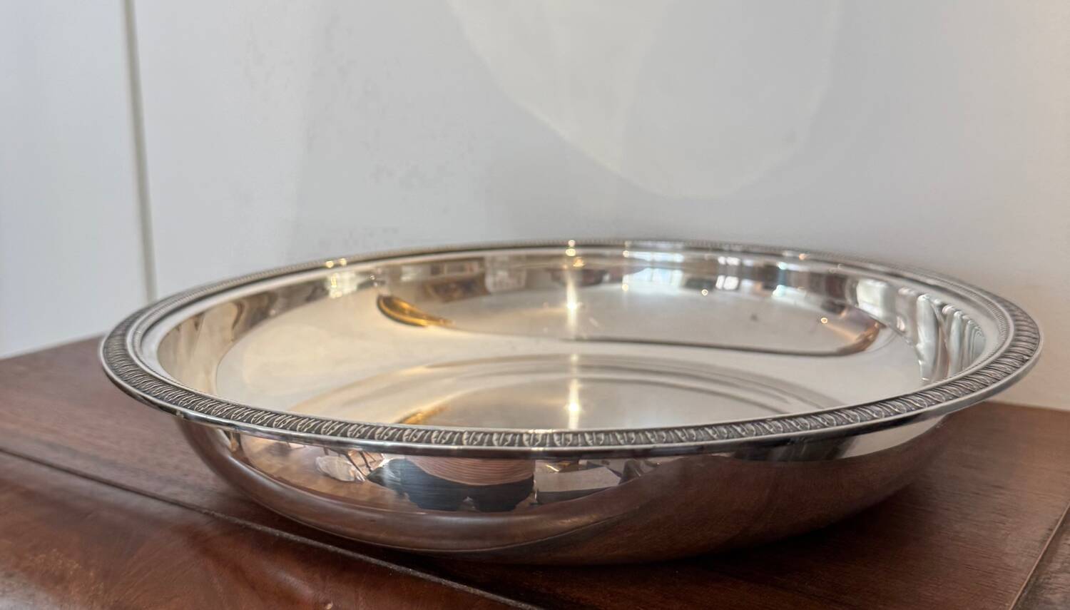 Shallow dish / vegetable dish Christofle Gallia – model Pearls, silver-plated metal