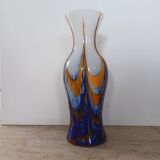 Vase Carlo Moretti en Verre de Murano Orange et Bleu