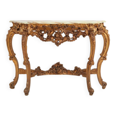 Console de style Louis XV du 20ème siècle avec plateau en marbre, France, années 1970.