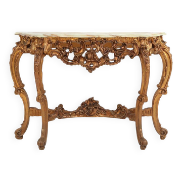 20th Century Louis Xv Style Console with Marble Top, France, 1970s