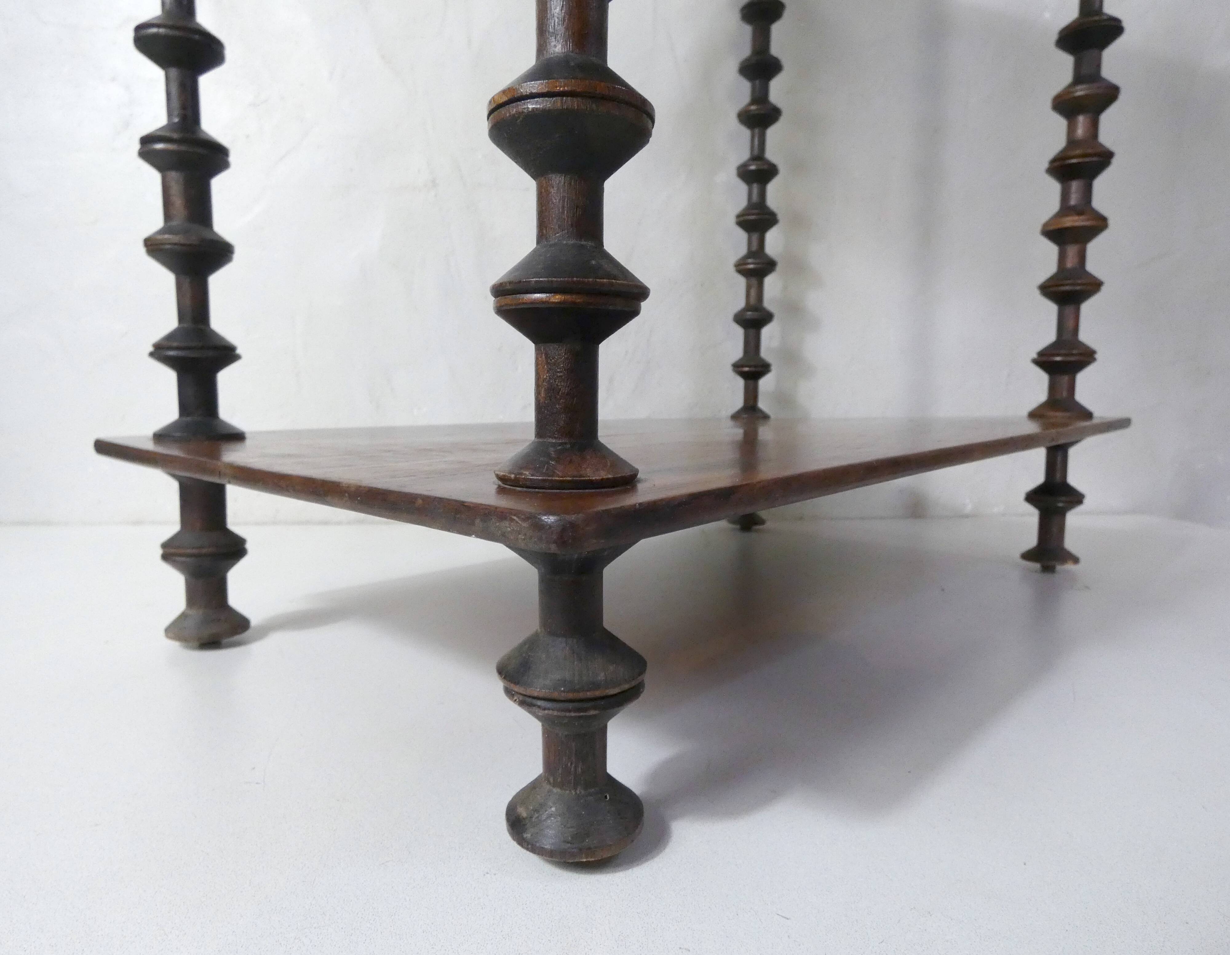 Antique wooden shelf with DMC spools – Industrial sideboard