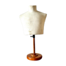 STOCKMAN adjustable presentation bust in beige cotton and dark wood