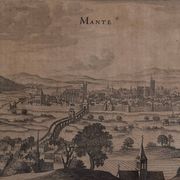 Gravure ancienne représentant Mante XVIIe